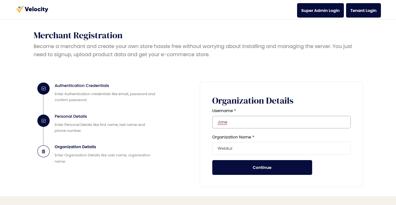 Tenant Registration Step 3