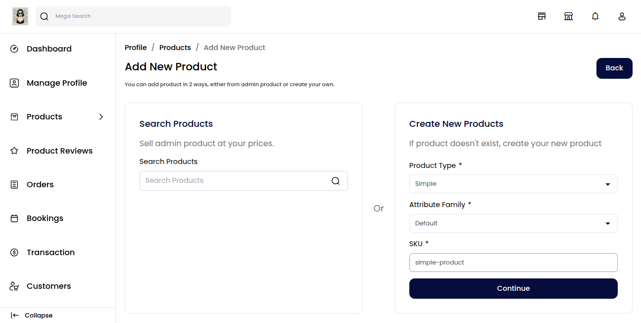 Create New Product