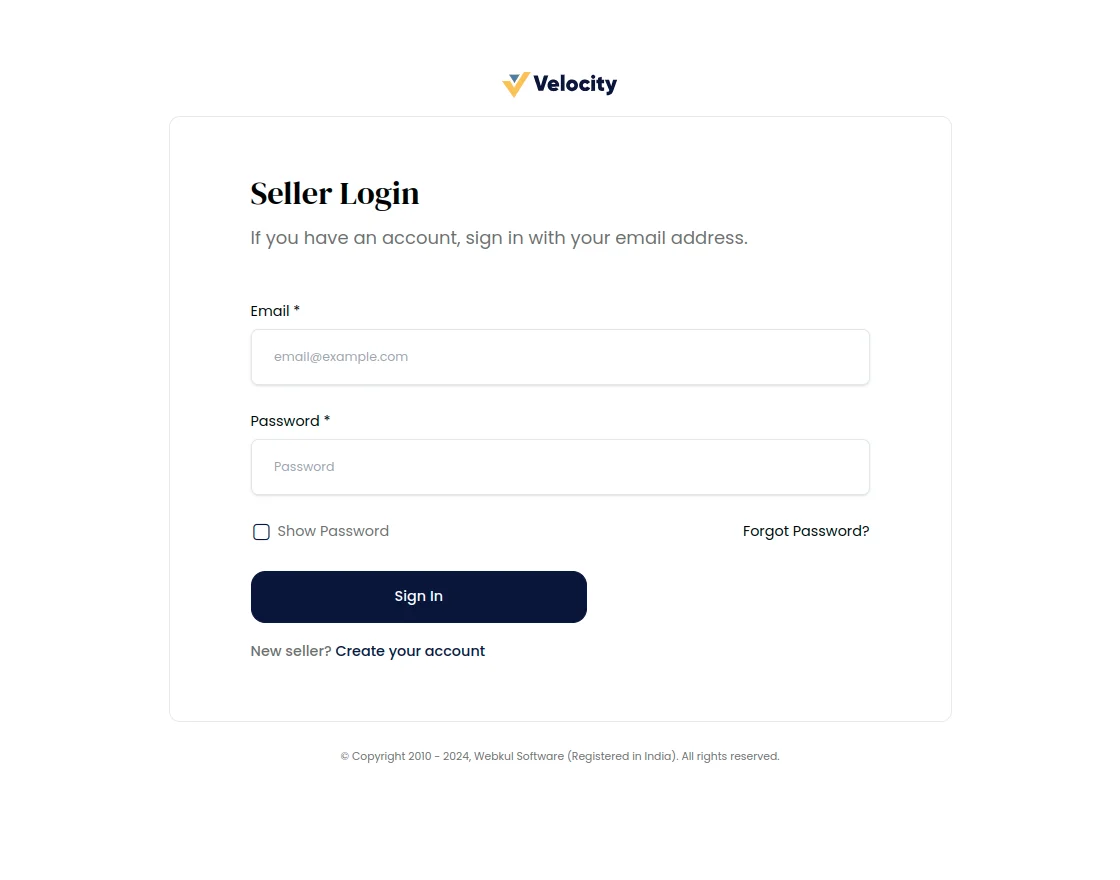 Customer Email and Password