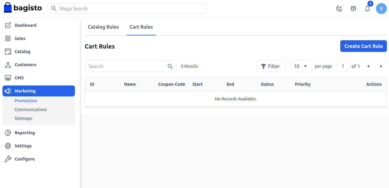 Create Cart Rule