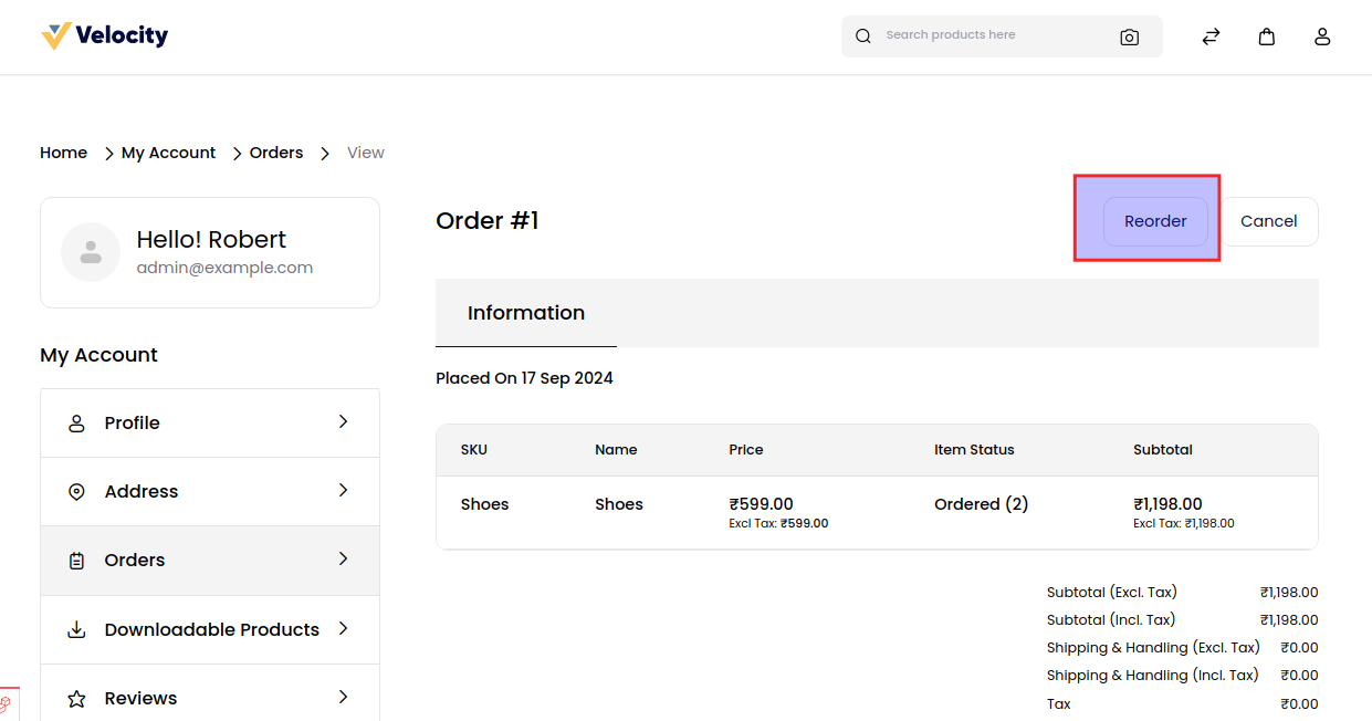 Frontend Reorder