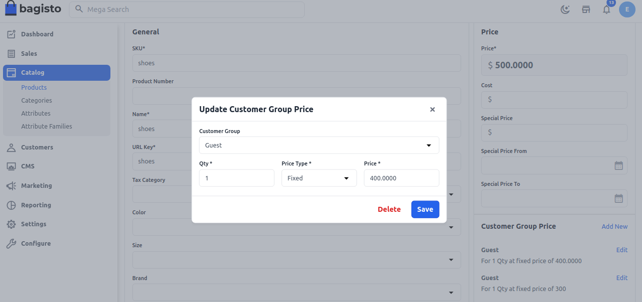 Save Customer Group Price