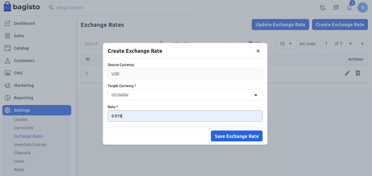 Exchange Rate Configuration