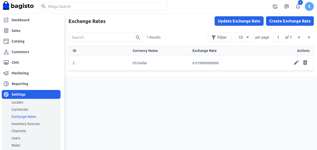 Exchange Rate Grid