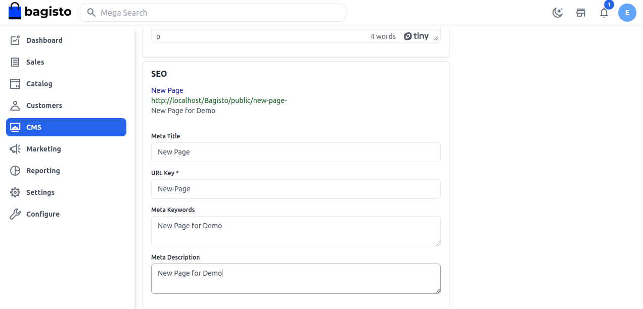 SEO Settings
