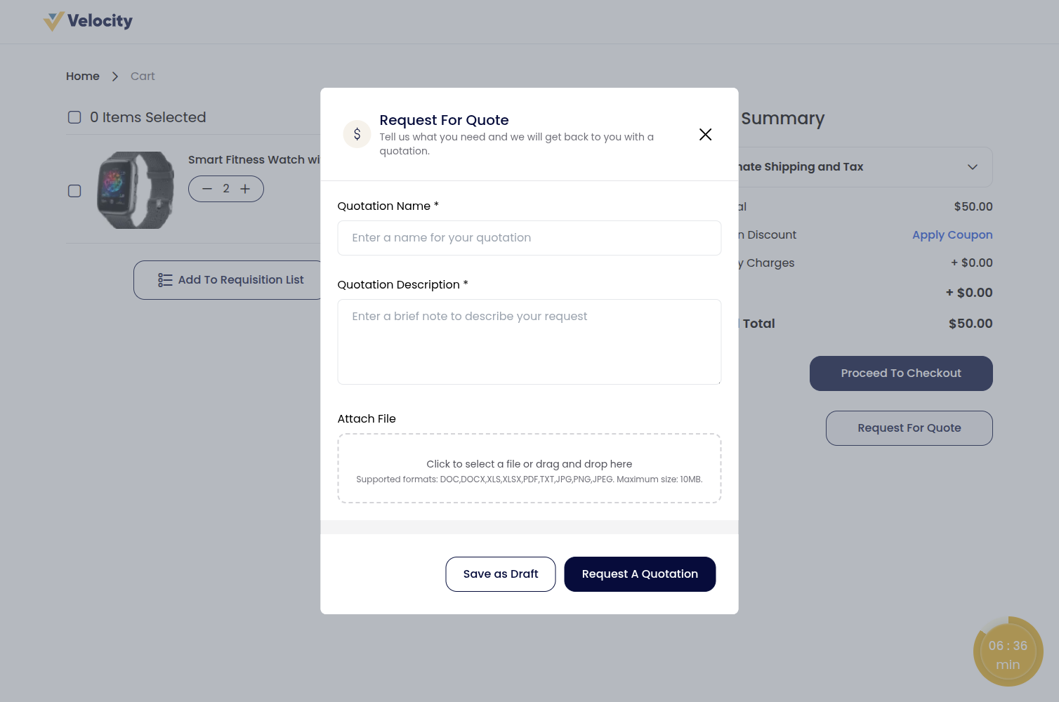 Request For Quote Button