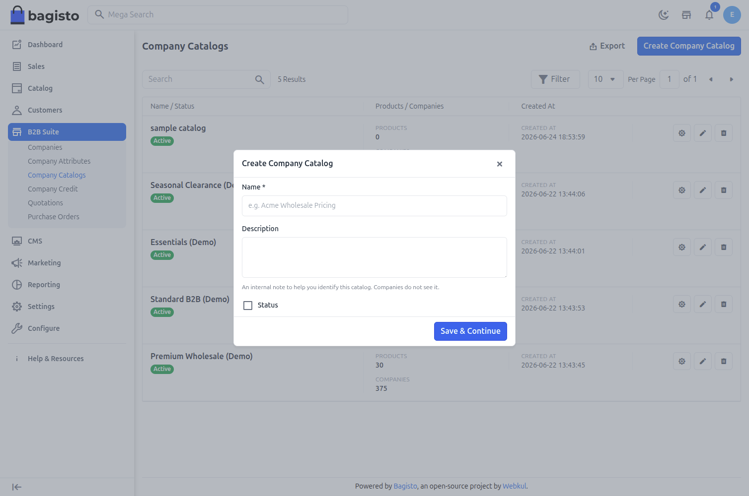 Catalog General Settings