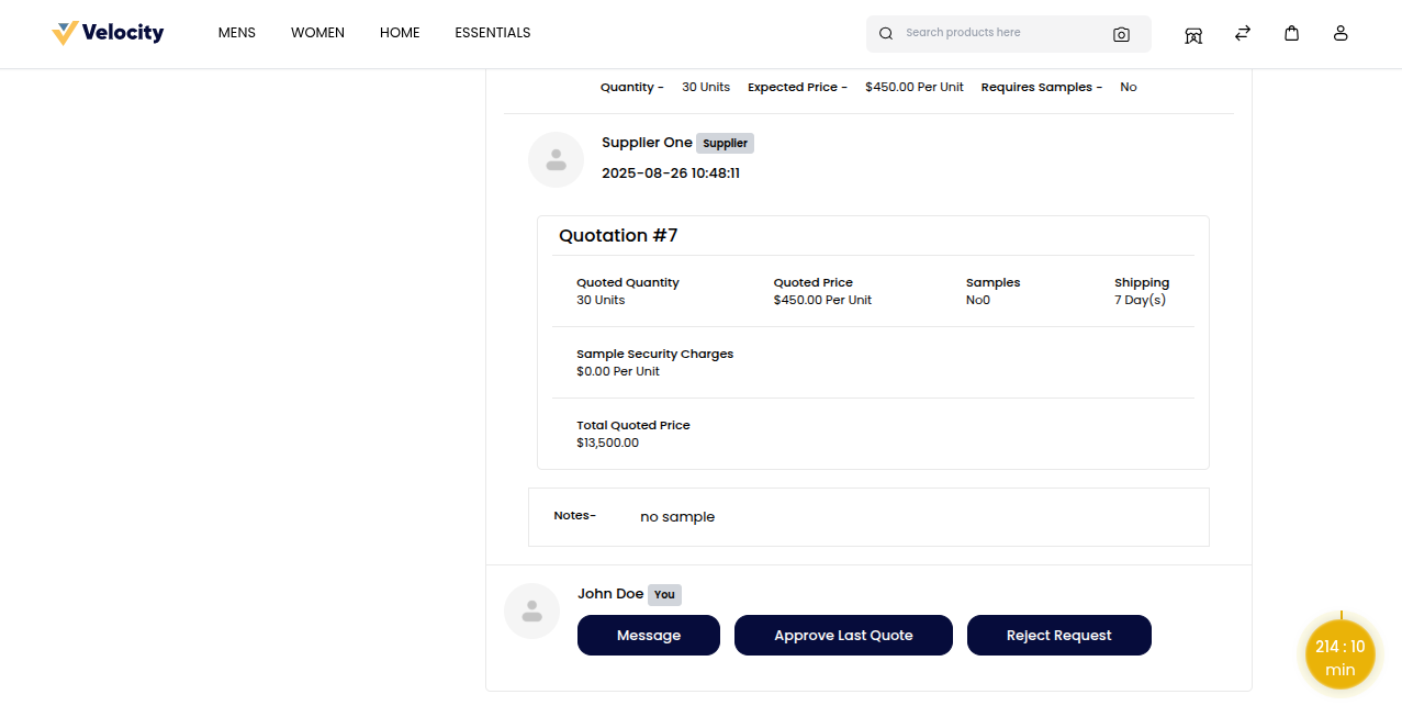 Approve Last Quote Button