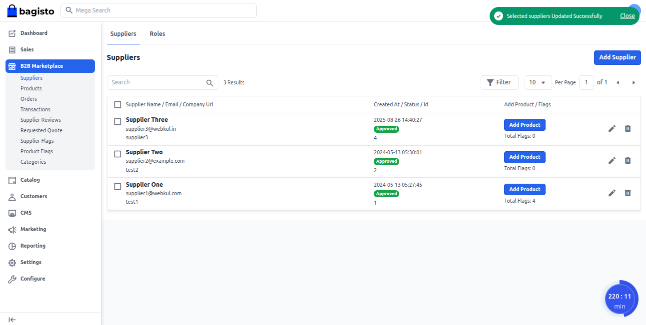 Supplier Approved by Admin