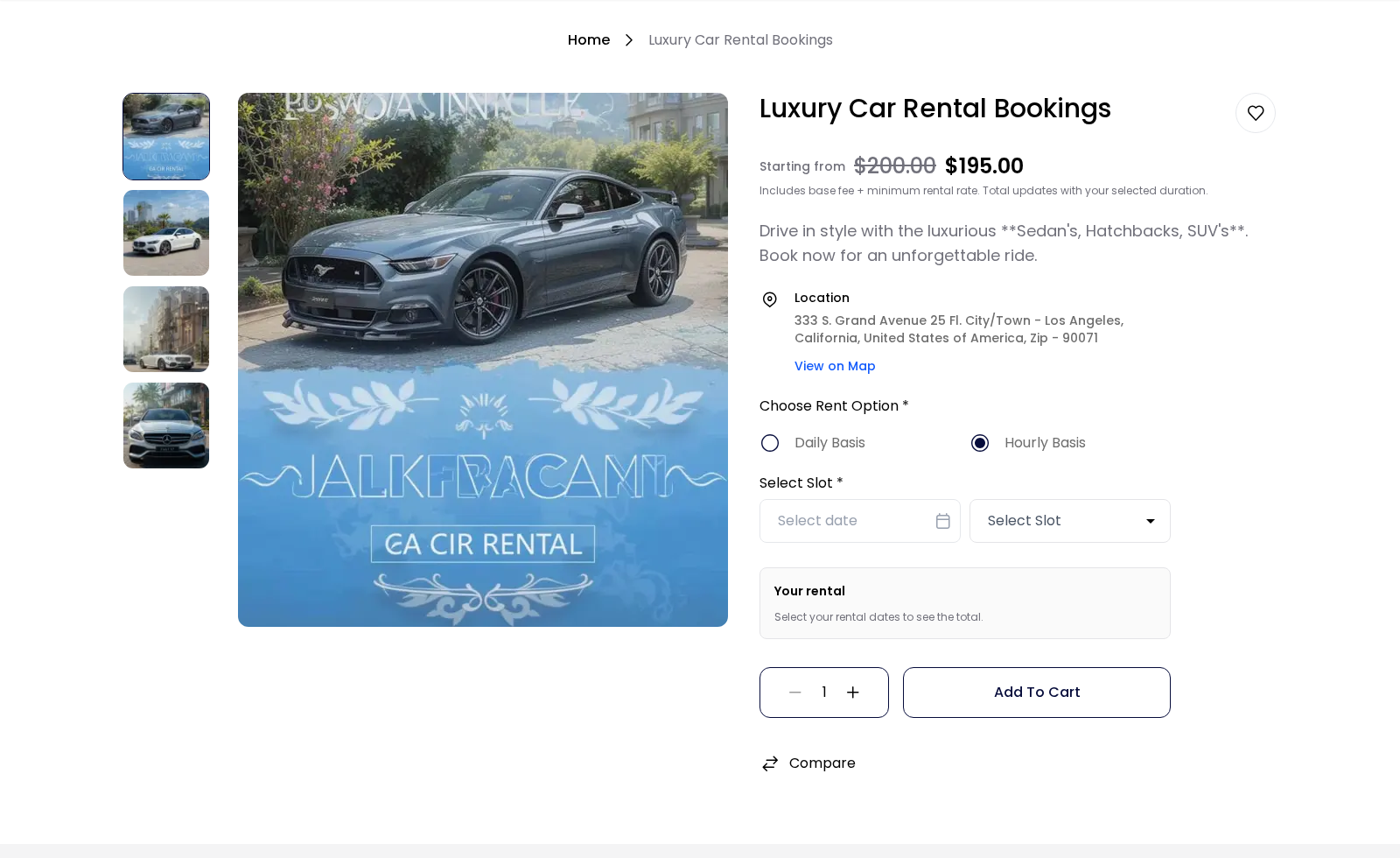Storefront rental form with the Choose Rent Option choice