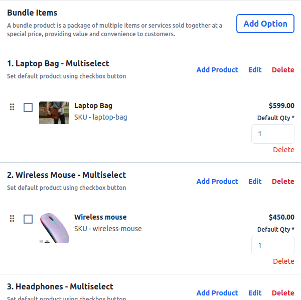 Bundle Product Options