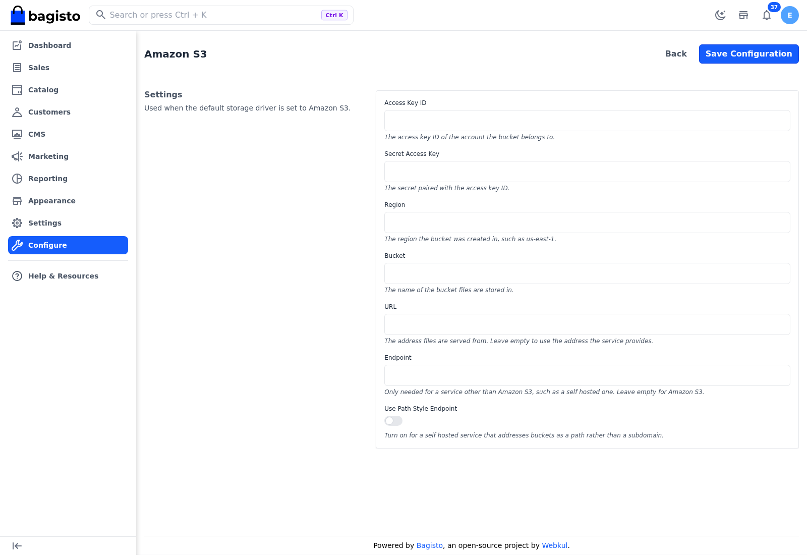 Amazon S3 Settings