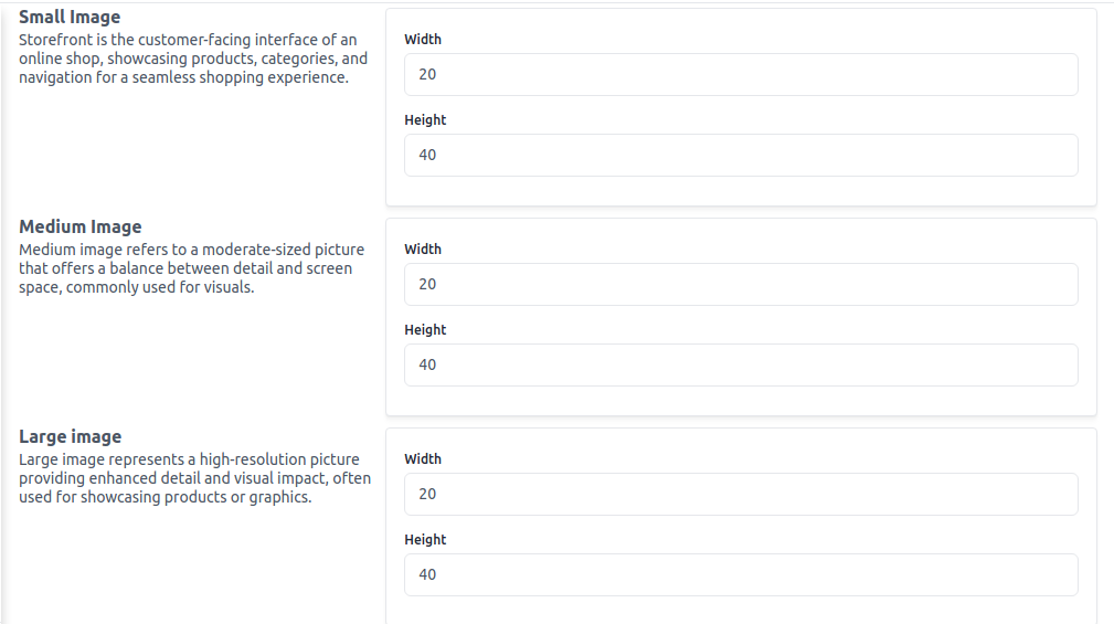 Image Size Configuration