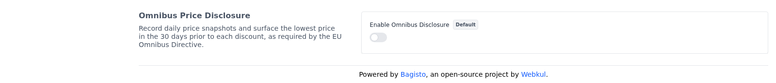 Omnibus Price Disclosure Setting