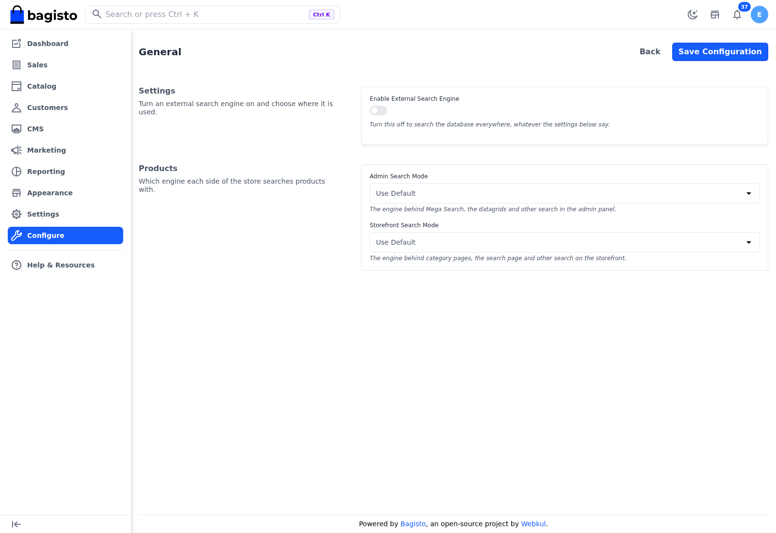Search Engines General Settings