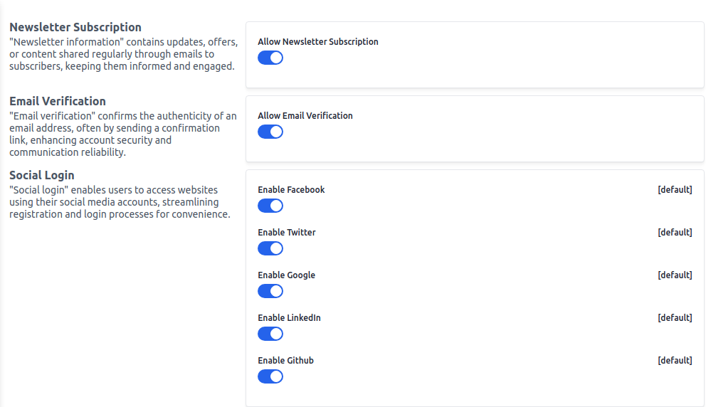 Settings Configuration