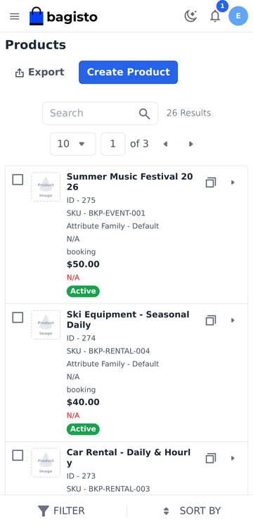Admin Listing Grid on Mobile