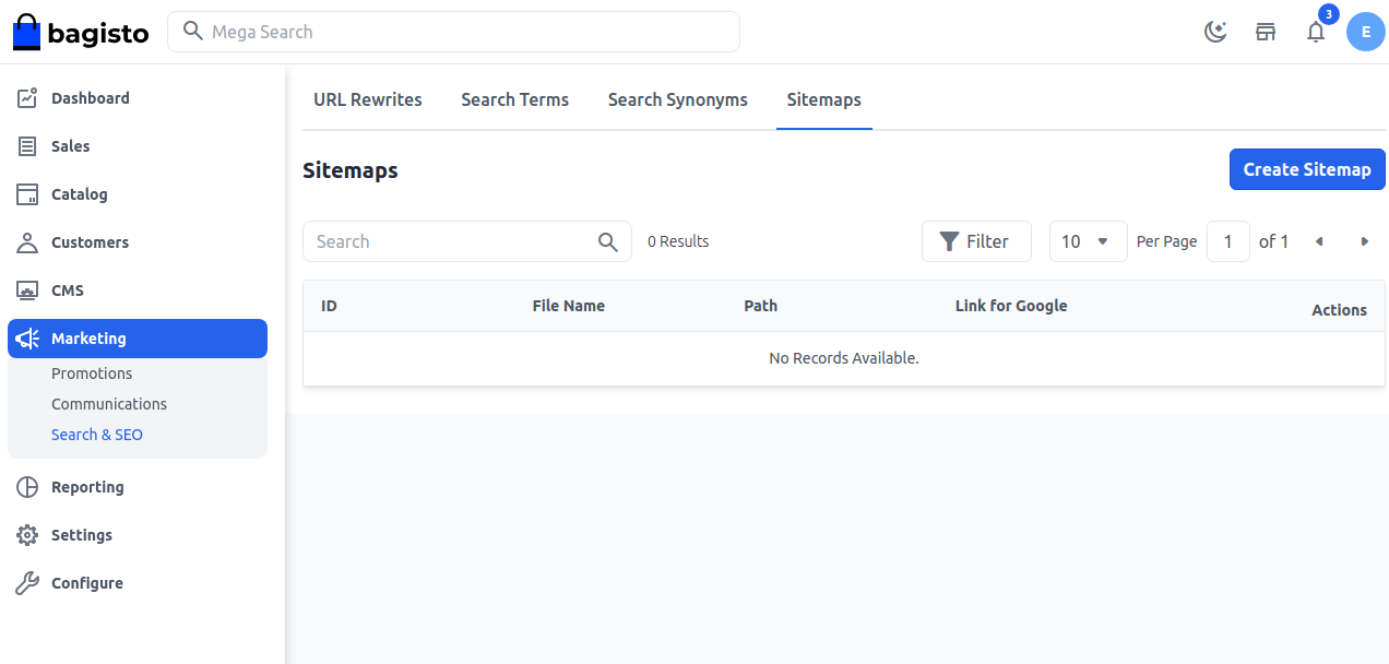 Step 1: Add New Sitemap