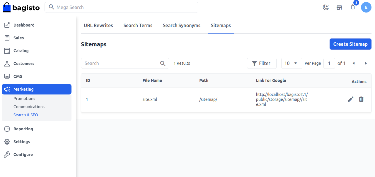 Step 3: View Sitemap