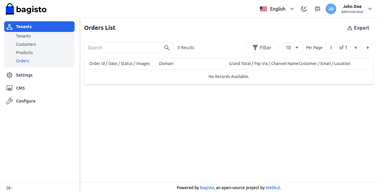 Super Admin Order List