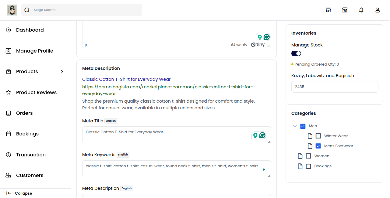 Inventory and Category