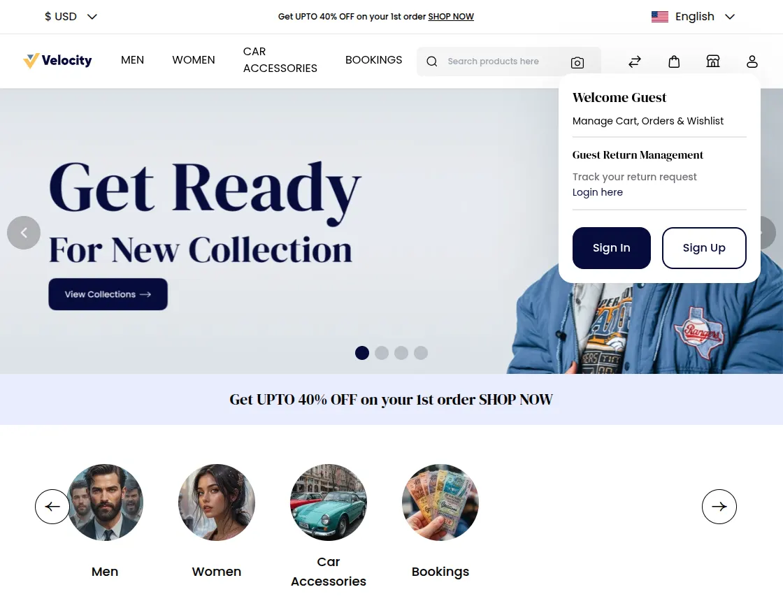 Customer Email and Password
