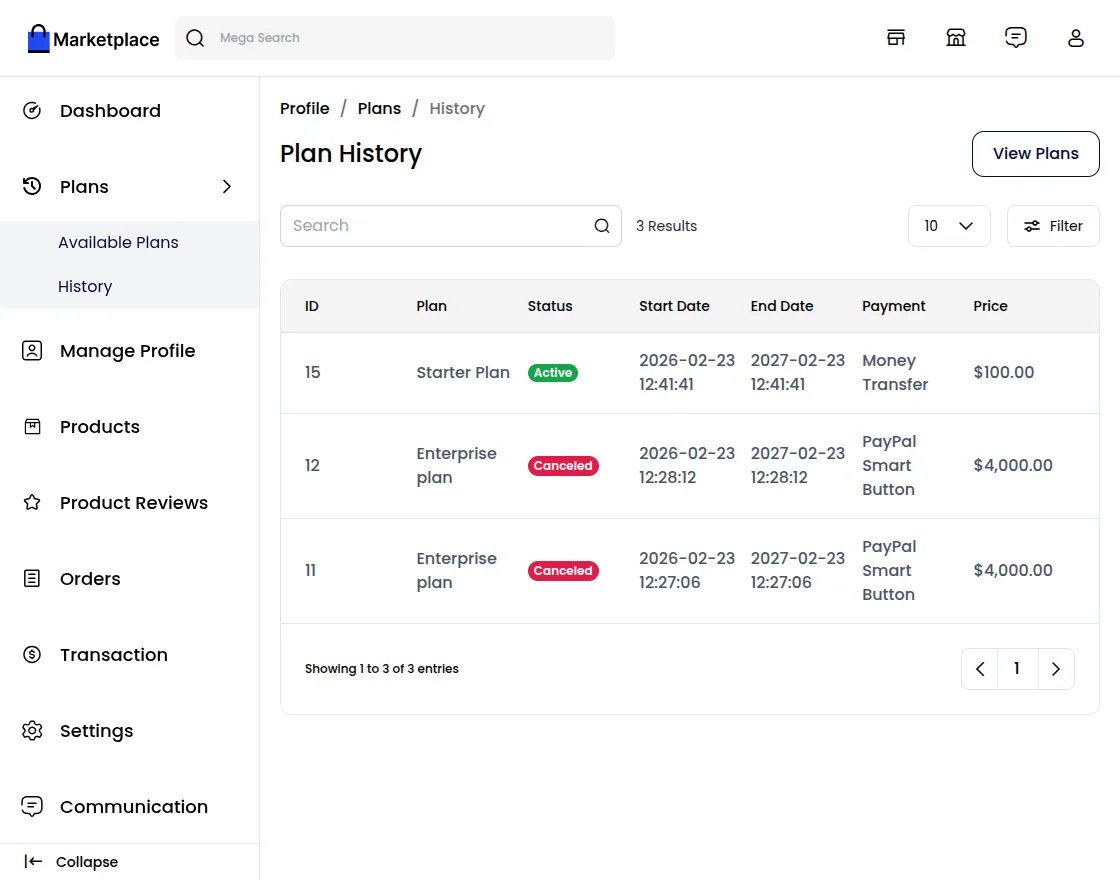 Global Commission Configuration
