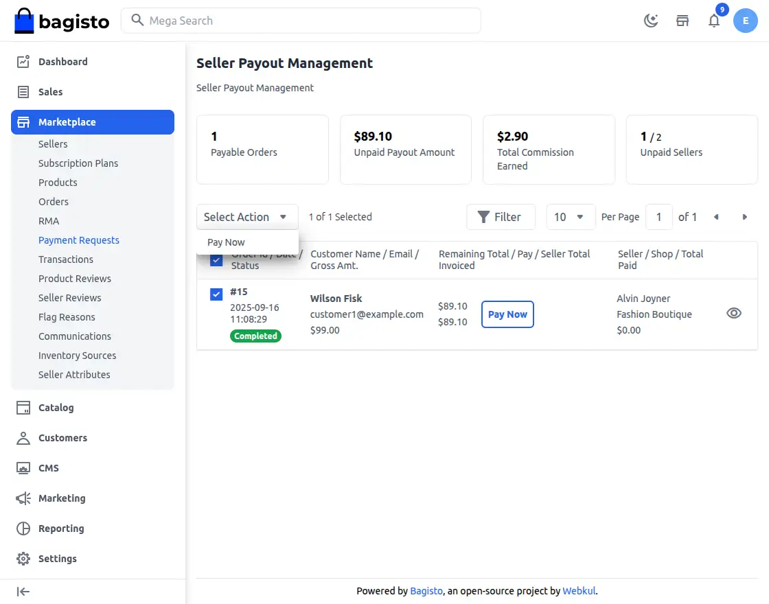 Global Commission Configuration