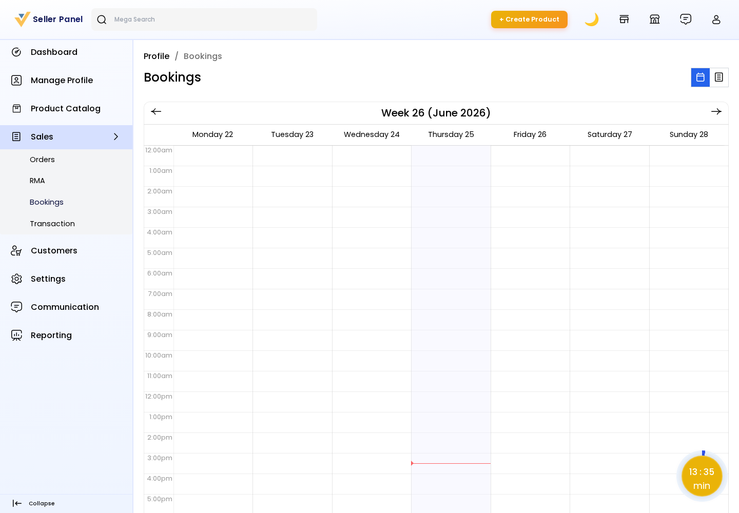 Seller Bookings