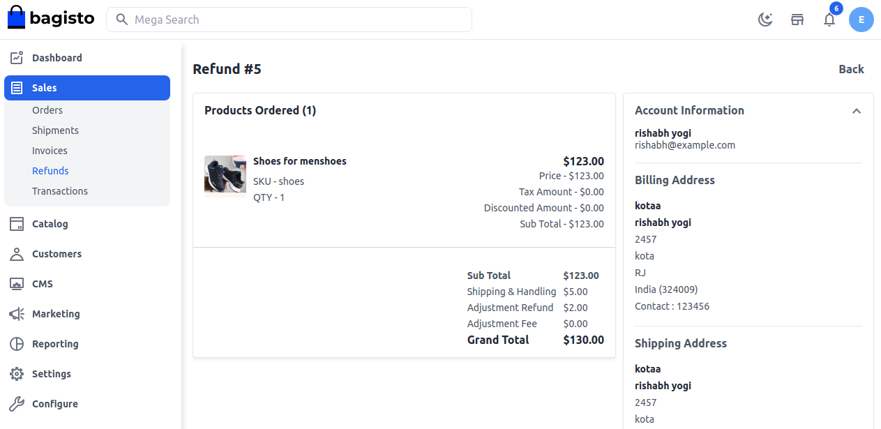 Adjustment Refund Applied