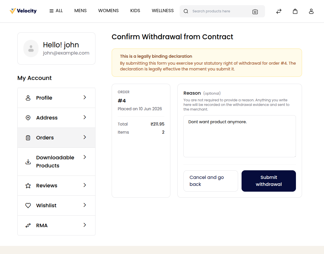EU Withdrawal form