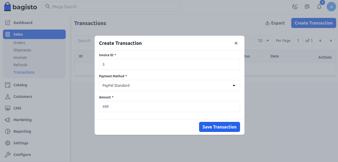Save Transaction